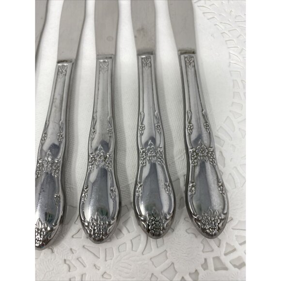 Lot of 6 Oneida FENWAY Dream Glossy Stainless Dinner Knives Wm A Rogers Vintage - Picture 3 of 6